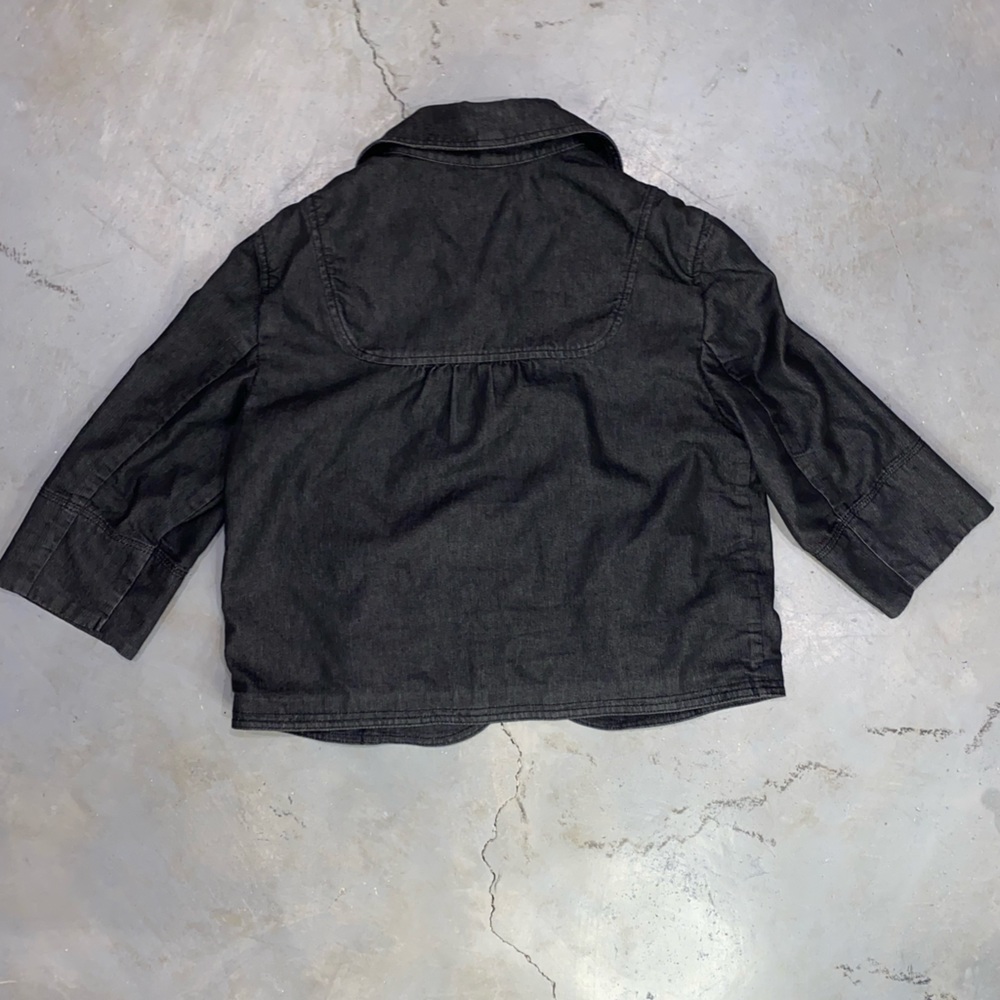 MAD DESIGN Black Acid Wash Denim Button-Up Jacket Blazer Size Small